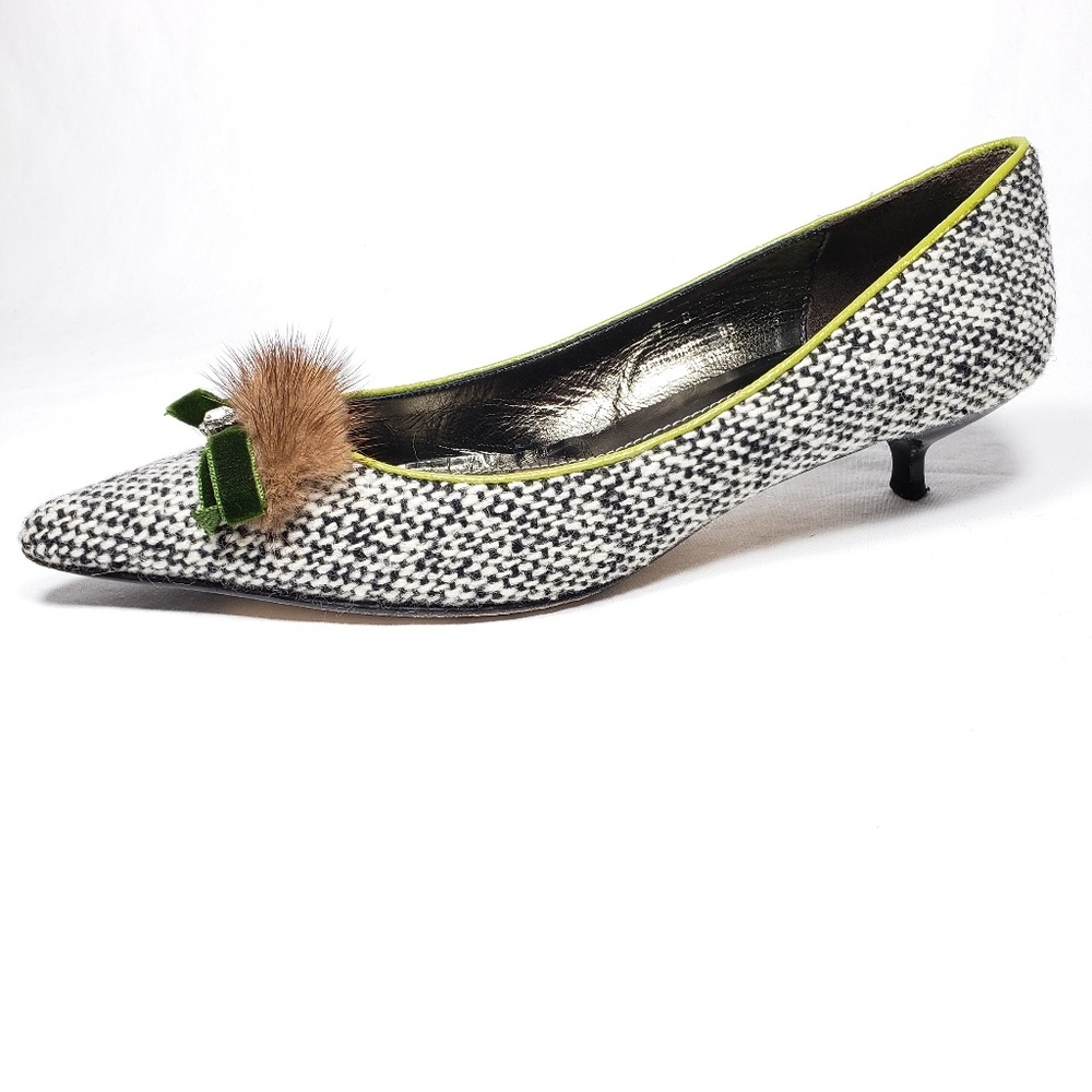 Coach Tweed and Mink Kitten Heels